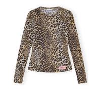 Printed Mesh Long Sleeve Jumper - female - Ganni - Long Sleeve T-Shirts - Brown - M - Tops M