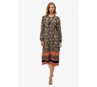 Printed midi dress with long sleeves for women Superdry Noir S