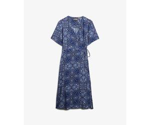 Printed mid-length wrap dress for women Superdry Bleu M