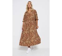 Printed Midaxi Dress Yours Light Brown 22-24