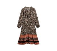 Printed midi dress with long sleeves for women Superdry Noir XS