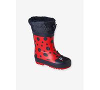 Printed Natural Rubber Wellies with Fur Lining, for Babies red