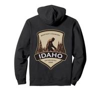 Printed On Back - Idaho with a Bigfoot or Sasquatch Pullover Hoodie