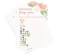 Printed Party Bridal Shower Game, Emoji Pictionary, Floral, 50 Cards