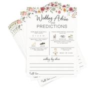 Printed Party Bridal Shower Game - Wedding Prediction Cards for Guests, Fun Advice and Guessing Activity, Wildflower in Bloom Theme, Set of 30