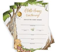 Printed Party Winnie Baby Shower Invitations with Envelopes - Classic Pooh Theme, Gender Neutral Storybook Design for Baby Boy or Girl, Set of 30