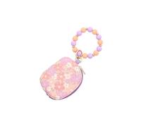 Printed Pattern Wristlet Keychain Wallet for Women Boho Credit Card Holder Aesthetic Bracelet Silicone Beaded Coin Purse, Colorful, L: 4.7* W: 3.7, Purple