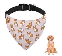 Printed Pet Bandana With Cute Cartoon Corgi Dogs Print For Large Dogs Medium Small Washable Adjustable Dog Scarf Pets Reusable Dog Bib Accessories Grooming Parties And Daily Wear