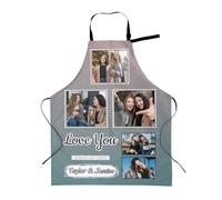 Printed Photo Apron with Your Text, Personalised Adults Aprons for Women Men, Custom Baking Cooking Kitchen Painting Gardening Chef Aprons with Pockets, Customised Funny Apron Gifts for Friend Family
