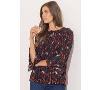 Printed Pleated Tie Neck Top Klass. Black 14