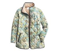 Printed Plus Size Women's Winter Quilted Jacket Long Sleeved Button Down Jacket Lightweight Padded Jacket Lace Half Shirt Long Sleeve (Green #1, XXXXL)
