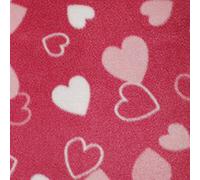 Printed Polar Anti Pil Fleece Fabric Pink and White Love Hearts Valentines - Per Metre