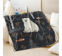 Printed Polar Bear Flannel Blanket, Soft Cozy Winter Throw for Sofa and Bed, Perfect for Kids and Family (01,75x100cm)