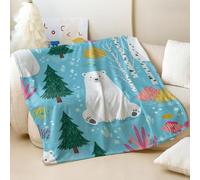 Printed Polar Bear Flannel Blanket, Soft Cozy Winter Throw for Sofa and Bed, Perfect for Kids and Family (02,75x100cm)