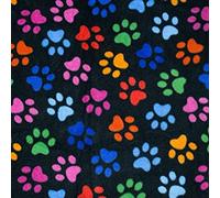 Printed Polar Fleece Fabric Material - Black Rainbow Paws, 1Mtr 150cmx100cm
