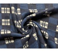 Printed Polar Fleece Fabric Material - Blue Checks, 1Mtr 150cmx100cm