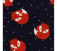 Printed Polar Fleece Fabric Material - Foxes Navy, 1Mtr 150cmx100cm