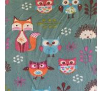 Printed Polar Fleece Fabric Material - Green Forest Critters, 1Mtr 150cmx100cm