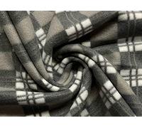 Printed Polar Fleece Fabric Material - Grey Checks, 1Mtr 150cmx100cm