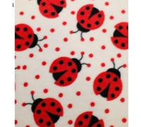 Printed Polar Fleece Fabric Material - Ladybirds Cream, 1Mtr 150cmx100cm