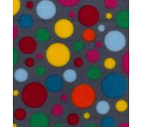Printed Polar Fleece Fabric Material - Multi Spots Grey, 1Mtr 150cmx100cm