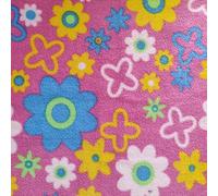 Printed Polar Fleece Fabric Material - Pink Flowers, 1Mtr 150cmx100cm
