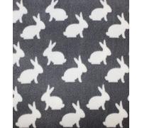 Printed Polar Fleece Fabric Material - Rabbits Grey, 1Mtr 150cmx100cm
