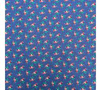 Printed Polycoton Poly Cotton Christmas Xmas Rockin Robin Design Novelty Children's Kids Dress Craft Bunting Fancy Dress Sewing Fabric Material | 45" - 112 cm Wide (per Metre, Blue)