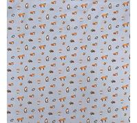 Printed Polycoton Poly Cotton Foxes Outdoor Design Novelty Children's Kids Dress Craft Bunting Fancy Dress Sewing Fabric Material | 45" - 112 cm Wide (per Half Metre, Silver)