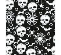 Printed Polycotton Craft Fabric Material - Black Halloween, 1Mtr 110cmx100cm