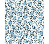 Printed Polycotton Craft Fabric Material - Blue Flowers, 1/2Mtr 110cmx50cm