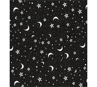 Printed Polycotton Craft Fabric Material - Cartoon Black Night Sky, 1Mtr 110cmx100cm