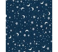 Printed Polycotton Craft Fabric Material - Cartoon Navy Night Sky, 1Mtr 110cmx100cm