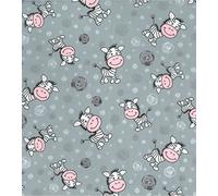 Printed Polycotton Craft Fabric Material - Cartoon Zebras Grey, 1Mtr 110cmx100cm
