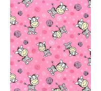 Printed Polycotton Craft Fabric Material - Cartoon Zebras Pink, 1Mtr 110cmx100cm