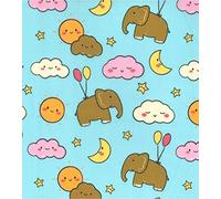 Printed Polycotton Craft Fabric Material - Floating Elephants Blue, 1Mtr 110cmx100cm