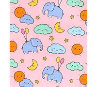 Printed Polycotton Craft Fabric Material - Floating Elephants Pink, 1Mtr 110cmx100cm