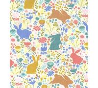 Printed Polycotton Craft Fabric Material - Forest Bunnies, 1/2Mtr 110cmx50cm