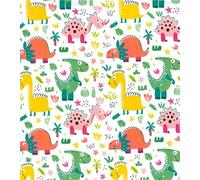 Printed Polycotton Craft Fabric Material - Friendly Dinosaurs, 1Mtr 110cmx100cm