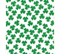 Printed Polycotton Craft Fabric Material - Green Clovers ON White, 1Mtr 110cmx100cm