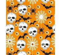 Printed Polycotton Craft Fabric Material - Orange Halloween, 1Mtr 110cmx100cm