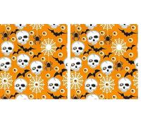 Printed Polycotton Craft Fabric Material - Orange Halloween, 1Mtr 110cmx100cm (Pack of 2)