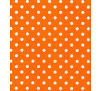 Printed Polycotton Craft Fabric Material - Polka DOTS ON Orange, 1Mtr 110cmx100cm