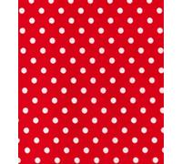 Printed Polycotton Craft Fabric Material - Polka DOTS ON RED, 1Mtr 110cmx100cm