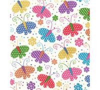 Printed Polycotton Craft Fabric Material - Rainbow Butterflies, 1Mtr 110cmx100cm