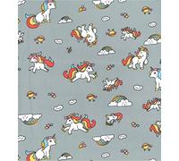 Printed Polycotton Craft Fabric Material - Rainbow Unicorns ON Grey, 1Mtr 110cmx100cm