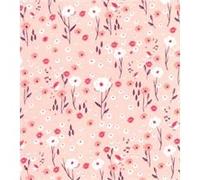 Printed Polycotton Craft Fabric Material - SONGFLOWERS Pink, 1Mtr 110cmx100cm