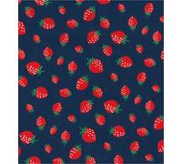 Printed Polycotton Craft Fabric Material - Strawberries ON Navy, 1Mtr 110cmx100cm