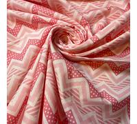 Printed Polycotton Fabric Sheeting, Quilting Fabric by The Meter 240cm/90" Wide (Pink Chevron)