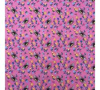 Printed Polycotton Floral Bees Buzz Design Novelty Children's Dress Craft Fancy Dress Fabric Material | 45" - 112 cm (Per Half Metre, Pink)
